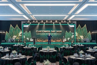 setup3d party hall interior,conference hall,ballroom  layout render,event mockup