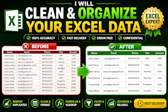 do excel data cleaning, data entry, formatting, and vlookup