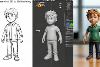 convert 2d character to 3d model sculpt 3d figurine image to 3d model