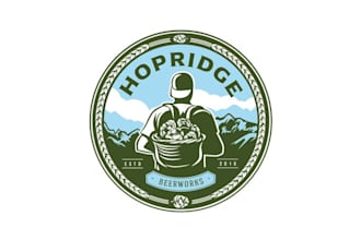 create a brewery bar logo for hop ridge beer works