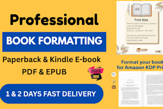 format book for ebook and paperback formatting for KDP