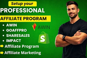 setup affiliate program and referral system with goaffpro, awin, sharesales