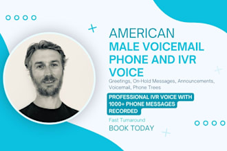 record an american male voice over IVR on hold message voicemail