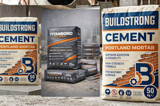do cement bag packaging wall putty design 3d mockup portland mortar packaging