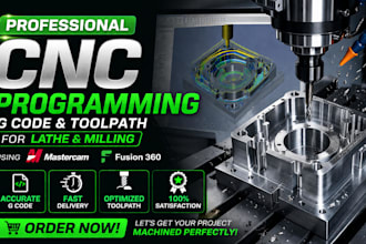 do cnc programming, toolpath and g code for cnc machine using fusion360 or cam