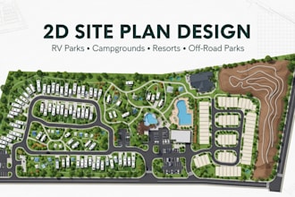 design 2d site plan rv park resort, campground, residential off road park