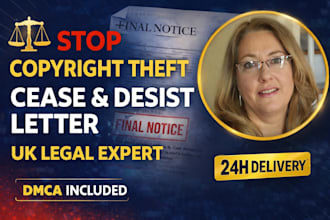 write a powerful UK cease and desist letter for copyright or IP infringement