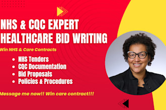write nhs healthcare tender, cqc bid proposal and compliance docs