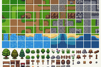 reate pixel art tileset game sprites rpg assets 2d pixel game art