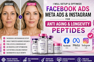 setup facebook ads meta ads for anti aging longevity peptide brands
