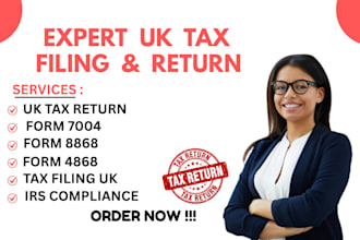 file irs tax extension form 7004, 4868,llc  business and uk tax filing