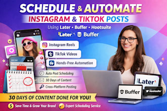 schedule, automate instagram facebook tiktok posts using later buffer