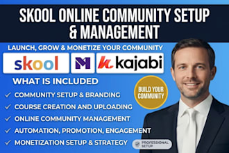skool community setup, skool online community, skool community promotion and ads