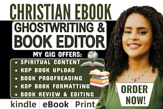 write, proofread, format, publish christian ebook, prayer journal book editor