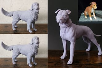 sculpt realistic 3d animal model 3d dog pet stl for 3d printing