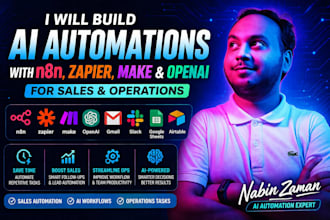 build ai automations with n8n, zapier, make, openai etc