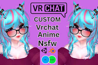 do vrchat avatar commission, 3d furry nsfw model,  anime vrc avatar vr character