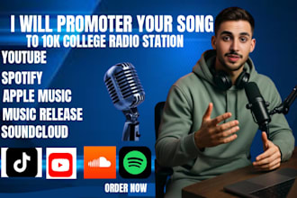 promote your song to active 10k college radio station and online radio station