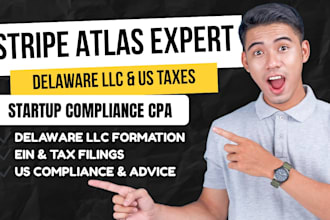 handle stripe atlas taxes, delaware llc filing, ein and US tax compliance as CPA