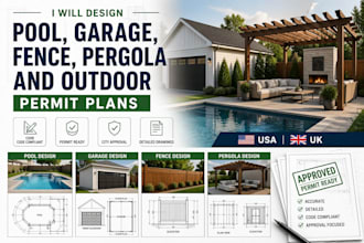 design pool, garage, fence, pergola and outdoor permit plans