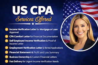 provide US CPA letter income verification mortgage letter CPA comfort letter