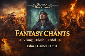 create cinematic fantasy, viking, elvish and primal chants for film, games