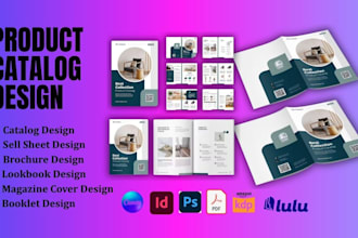 design product catalog, brochure, booklet,  magazine layout in canva or indesign