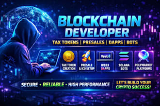 blockchain developer tax token presale web3 dapp crypto polymarket solana bot