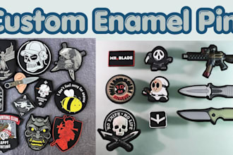 create enamel pin illustrations for merch and businesses