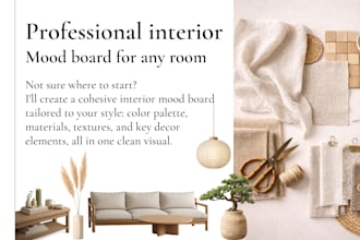 create a professional interior mood board for any room