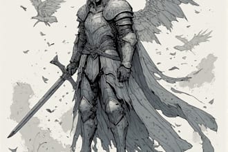 create dark art medieval detailed hand drawn illustration