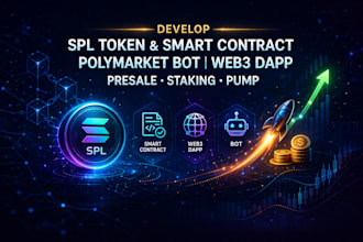 create spl token, smart contract, polymarket bot web3 dapp presale staking pump