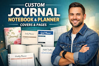 create professional journal, planner notebook designs
