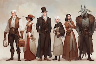 create fantasy rpg party illustration