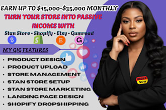 setup stan store etsy print on demand shopify droshipping gumroad