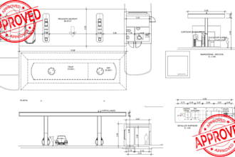 model 3d gas station, canopy, petrol station, convenience store with rendering