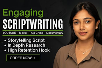write true crime podcast youtube video script documentary research scriptwriter