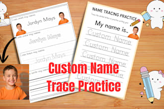 create custom name tracing and writing practice worksheeet for kids