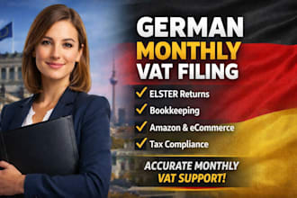 handle german vat returns, monthly bookkeeping, elster filing for your business