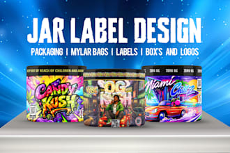 design premium weed jar labels for cannabis packaging