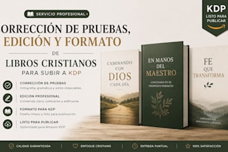 corrección de pruebas, edición y formato de libros cristianos para subir a KDP