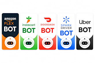 create amazon flex bot, instacart bot, doordash bot spark driver bot ,uber bot