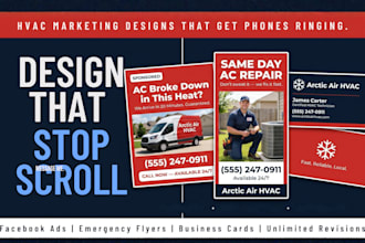 design emergency hvac facebook, instagram ads and flyers that book service calls