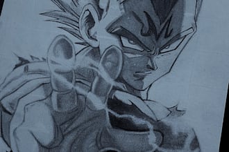 make charcoal or graphite anime portraits