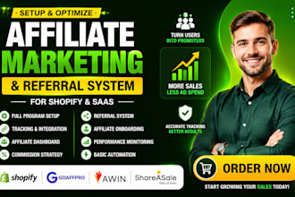 set up affiliate marketing and referral program for shopify and saas