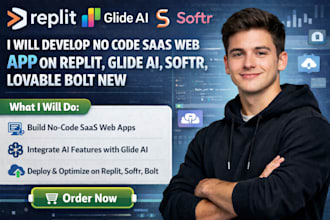 develop no code saas web app on replit, glide ai, softr, lovable bolt new