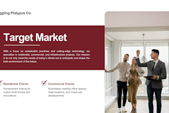 create marketing presentation design, sales deck, client proposal slides