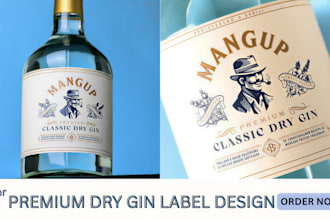 design modern gin bottle label, beer, gin, wine, vodka, gin product label design