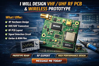 do vhf uhf rf pcb, transceiver and wireless hardware prototype esp32 stm32 rsp