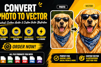 convert photo to vector portrait cartoon avatar and custom vector illustration
